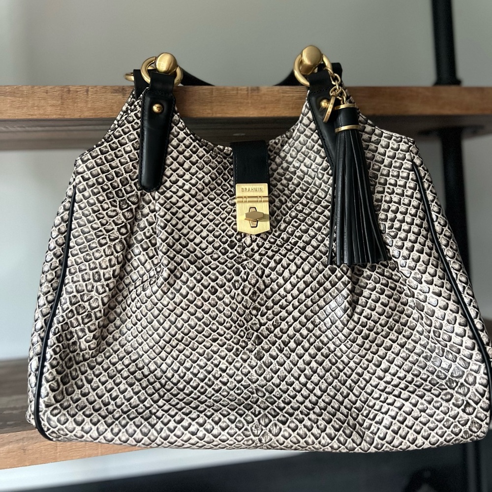 Brahmin Elisa Snake Print Hobo Shoulder Bag - Picture 3 of 10